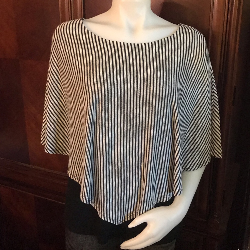 🆕 Cocolove Grey/Black Stripes Poncho Blouse-Large